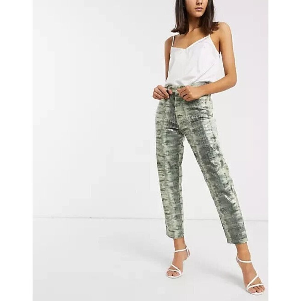 ASOS DESIGN Ritson Original Mom Jeans Croc Lizard Straight Leg Pants 28/32 sz 10 - Picture 4 of 10